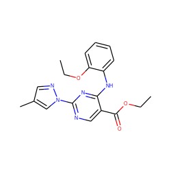 CCOC(=O)c1cnc(-n2cc(C)cn2)nc1Nc1ccccc1OCC ZINC000002366405