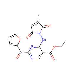 CCOC(=O)c1cnc(C(=O)c2ccco2)nc1NN1C(=O)C=C(C)C1=O ZINC000029394787