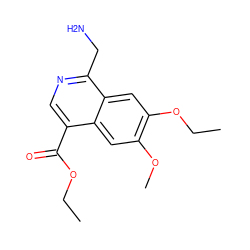 CCOC(=O)c1cnc(CN)c2cc(OCC)c(OC)cc12 ZINC000029339945