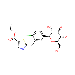 CCOC(=O)c1cnc(Cc2cc([C@@H]3O[C@H](CO)[C@@H](O)[C@H](O)[C@H]3O)ccc2Cl)s1 ZINC000066098414