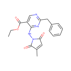 CCOC(=O)c1cnc(Cc2ccccc2)nc1NN1C(=O)C=C(C)C1=O ZINC000029396080