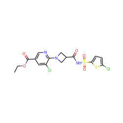 CCOC(=O)c1cnc(N2CC(C(=O)NS(=O)(=O)c3ccc(Cl)s3)C2)c(Cl)c1 ZINC000035821119