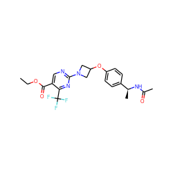 CCOC(=O)c1cnc(N2CC(Oc3ccc([C@H](C)NC(C)=O)cc3)C2)nc1C(F)(F)F ZINC000142184327