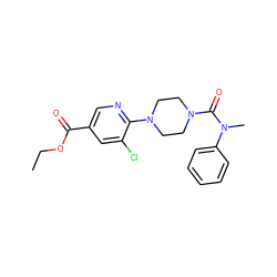 CCOC(=O)c1cnc(N2CCN(C(=O)N(C)c3ccccc3)CC2)c(Cl)c1 ZINC000071280626