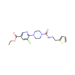 CCOC(=O)c1cnc(N2CCN(C(=O)NCCc3cccs3)CC2)c(Cl)c1 ZINC000071294337