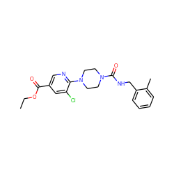 CCOC(=O)c1cnc(N2CCN(C(=O)NCc3ccccc3C)CC2)c(Cl)c1 ZINC000071295041