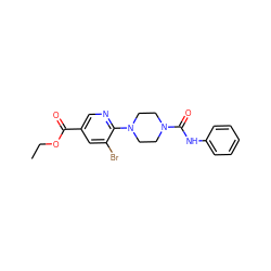 CCOC(=O)c1cnc(N2CCN(C(=O)Nc3ccccc3)CC2)c(Br)c1 ZINC000071281986