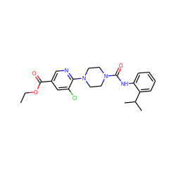 CCOC(=O)c1cnc(N2CCN(C(=O)Nc3ccccc3C(C)C)CC2)c(Cl)c1 ZINC000071295675