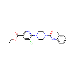 CCOC(=O)c1cnc(N2CCN(C(=O)Nc3ccccc3C)CC2)c(Cl)c1 ZINC000071295590