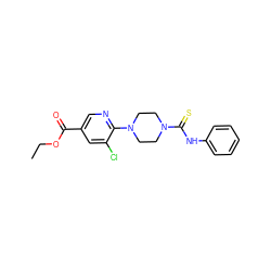 CCOC(=O)c1cnc(N2CCN(C(=S)Nc3ccccc3)CC2)c(Cl)c1 ZINC000096272839