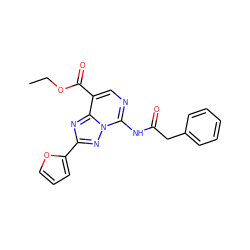 CCOC(=O)c1cnc(NC(=O)Cc2ccccc2)n2nc(-c3ccco3)nc12 ZINC000299834951