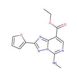 CCOC(=O)c1cnc(NC)n2nc(-c3ccco3)nc12 ZINC000299832551