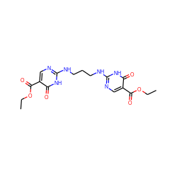 CCOC(=O)c1cnc(NCCCNc2ncc(C(=O)OCC)c(=O)[nH]2)[nH]c1=O ZINC000008648345