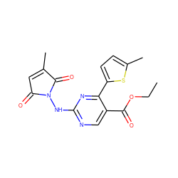 CCOC(=O)c1cnc(NN2C(=O)C=C(C)C2=O)nc1-c1ccc(C)s1 ZINC000013818159