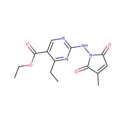 CCOC(=O)c1cnc(NN2C(=O)C=C(C)C2=O)nc1CC ZINC000013818138