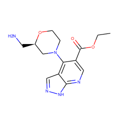 CCOC(=O)c1cnc2[nH]ncc2c1N1CCO[C@H](CN)C1 ZINC000043079545