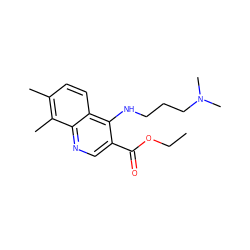 CCOC(=O)c1cnc2c(C)c(C)ccc2c1NCCCN(C)C ZINC000001916107