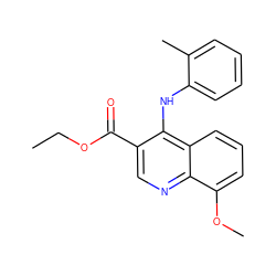 CCOC(=O)c1cnc2c(OC)cccc2c1Nc1ccccc1C ZINC000005656896