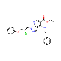 CCOC(=O)c1cnc2c(cnn2C[C@@H](Cl)COc2ccccc2)c1NCCc1ccccc1 ZINC000013491856