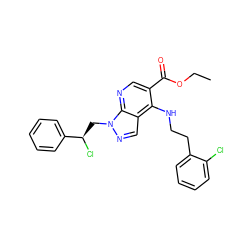 CCOC(=O)c1cnc2c(cnn2C[C@@H](Cl)c2ccccc2)c1NCCc1ccccc1Cl ZINC000013675461