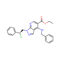 CCOC(=O)c1cnc2c(cnn2C[C@@H](Cl)c2ccccc2)c1NCc1ccccc1 ZINC000013491832