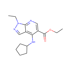 CCOC(=O)c1cnc2c(cnn2CC)c1NC1CCCC1 ZINC000040401296