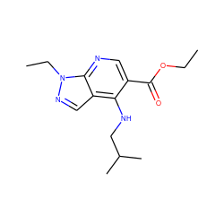 CCOC(=O)c1cnc2c(cnn2CC)c1NCC(C)C ZINC000031739009