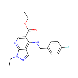 CCOC(=O)c1cnc2c(cnn2CC)c1NCc1ccc(F)cc1 ZINC000045498010