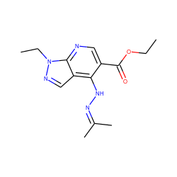 CCOC(=O)c1cnc2c(cnn2CC)c1NN=C(C)C ZINC000000001379