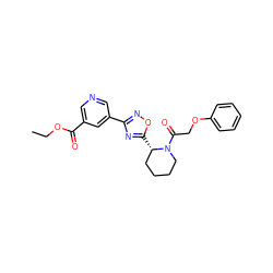 CCOC(=O)c1cncc(-c2noc([C@H]3CCCCN3C(=O)COc3ccccc3)n2)c1 ZINC000145213495