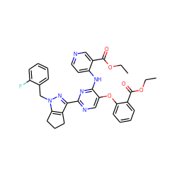 CCOC(=O)c1cnccc1Nc1nc(-c2nn(Cc3ccccc3F)c3c2CCC3)ncc1Oc1ccccc1C(=O)OCC ZINC000169341686