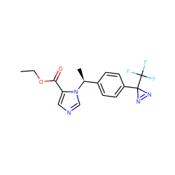 CCOC(=O)c1cncn1[C@@H](C)c1ccc(C2(C(F)(F)F)N=N2)cc1 ZINC000064503460