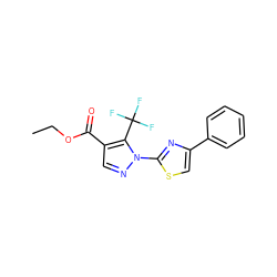 CCOC(=O)c1cnn(-c2nc(-c3ccccc3)cs2)c1C(F)(F)F ZINC000001400938