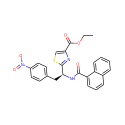 CCOC(=O)c1csc([C@H](Cc2ccc([N+](=O)[O-])cc2)NC(=O)c2cccc3ccccc23)n1 ZINC000029233752