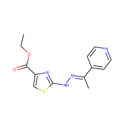 CCOC(=O)c1csc(N/N=C(\C)c2ccncc2)n1 ZINC000016687928