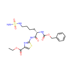 CCOC(=O)c1csc(NC(=O)[C@H](CCCCNS(N)(=O)=O)NC(=O)OCc2ccccc2)n1 ZINC000040898205