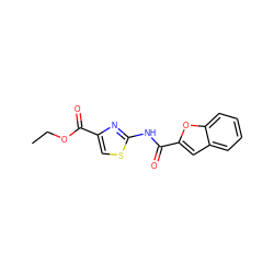 CCOC(=O)c1csc(NC(=O)c2cc3ccccc3o2)n1 ZINC000003166691