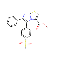 CCOC(=O)c1csc2nc(-c3ccccc3)c(-c3ccc(S(C)(=O)=O)cc3)n12 ZINC000027559748