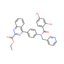 CCOC(=O)c1nc(-c2ccc(N(Cc3cccnc3)C(=O)c3ccc(O)cc3O)cc2)c2ccccc2n1 ZINC000653752980