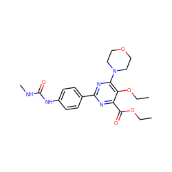 CCOC(=O)c1nc(-c2ccc(NC(=O)NC)cc2)nc(N2CCOCC2)c1OCC ZINC000118173391