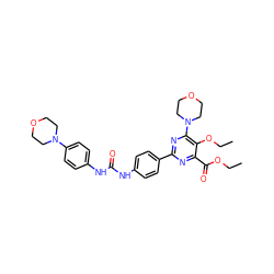 CCOC(=O)c1nc(-c2ccc(NC(=O)Nc3ccc(N4CCOCC4)cc3)cc2)nc(N2CCOCC2)c1OCC ZINC000118177091