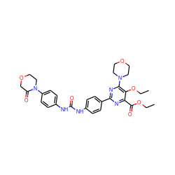 CCOC(=O)c1nc(-c2ccc(NC(=O)Nc3ccc(N4CCOCC4=O)cc3)cc2)nc(N2CCOCC2)c1OCC ZINC000144118222