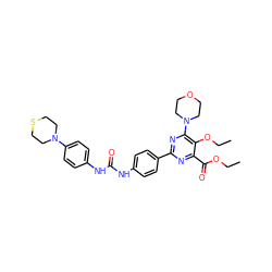 CCOC(=O)c1nc(-c2ccc(NC(=O)Nc3ccc(N4CCSCC4)cc3)cc2)nc(N2CCOCC2)c1OCC ZINC000118177783