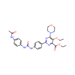 CCOC(=O)c1nc(-c2ccc(NC(=O)Nc3ccc(NC(C)=O)cc3)cc2)nc(N2CCOCC2)c1OCC ZINC000118160932