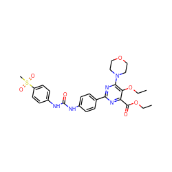 CCOC(=O)c1nc(-c2ccc(NC(=O)Nc3ccc(S(C)(=O)=O)cc3)cc2)nc(N2CCOCC2)c1OCC ZINC000118161308