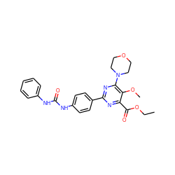 CCOC(=O)c1nc(-c2ccc(NC(=O)Nc3ccccc3)cc2)nc(N2CCOCC2)c1OC ZINC000118174842