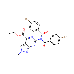 CCOC(=O)c1nc(N(C(=O)c2ccc(Br)cc2)C(=O)c2ccc(Br)cc2)nc2nn(C)cc12 ZINC000299856843