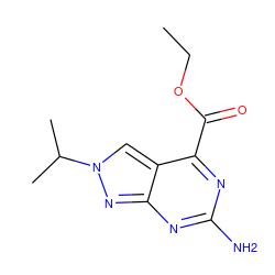 CCOC(=O)c1nc(N)nc2nn(C(C)C)cc12 ZINC000299855635