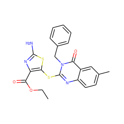 CCOC(=O)c1nc(N)sc1Sc1nc2ccc(C)cc2c(=O)n1Cc1ccccc1 ZINC000096258062