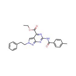 CCOC(=O)c1nc(NC(=O)c2ccc(C)cc2)nc2nn(CCc3ccccc3)cc12 ZINC000299864303